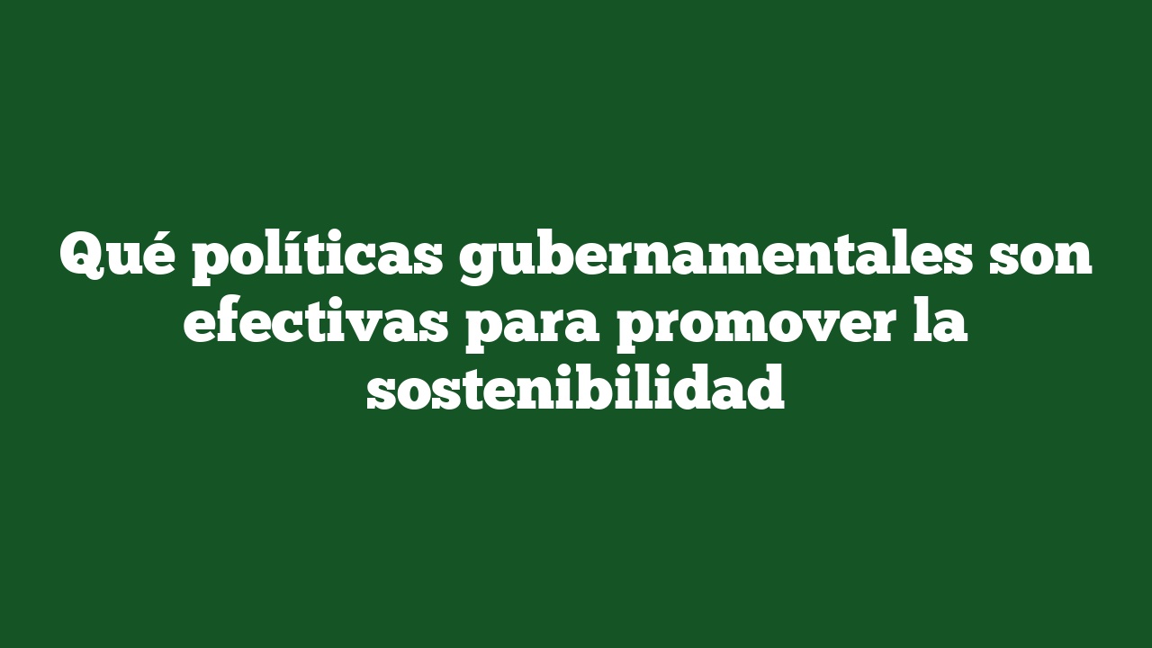 Qué políticas gubernamentales son efectivas para promover la sostenibilidad