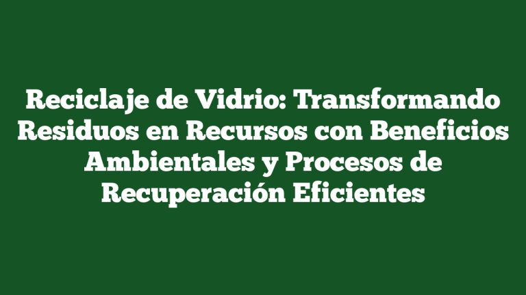 Reciclaje de Vidrio: Transformando Residuos en Recursos con Beneficios Ambientales y Procesos de Recuperación Eficientes