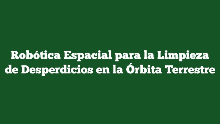 Robótica Espacial para la Limpieza de Desperdicios en la Órbita Terrestre