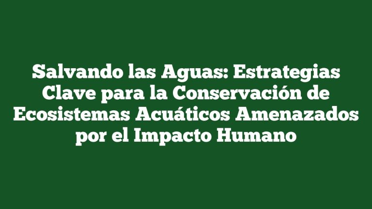Salvando las Aguas: Estrategias Clave para la Conservación de Ecosistemas Acuáticos Amenazados por el Impacto Humano