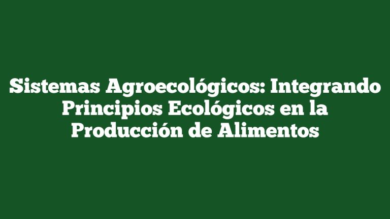 Imagen de Sistemas Agroecológicos: Integrando Principios Ecológicos en la Producción de Alimentos Sistemas Agroecológicos: Integrando Principios Ecológicos en la Producción de Alimentos