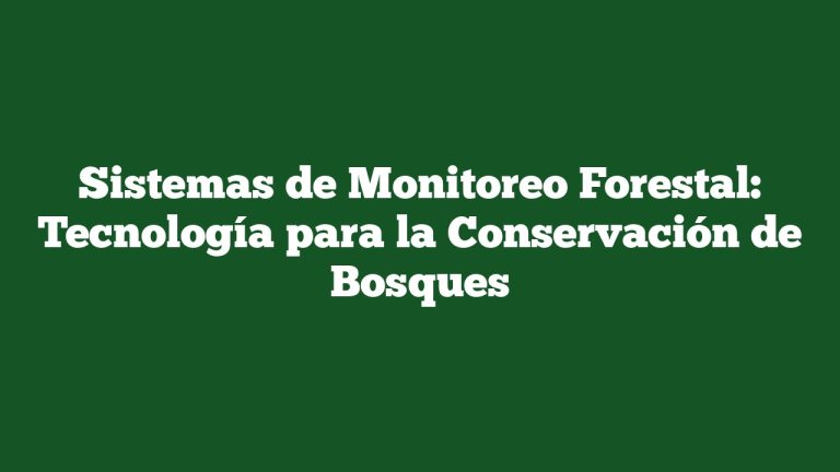 Imagen de Sistemas de Monitoreo Forestal: Tecnología para la Conservación de Bosques Sistemas de Monitoreo Forestal: Tecnología para la Conservación de Bosques