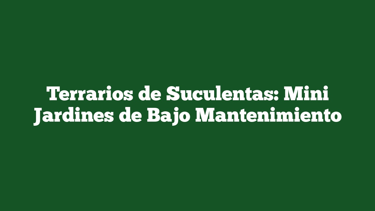 Terrarios de Suculentas: Mini Jardines de Bajo Mantenimiento