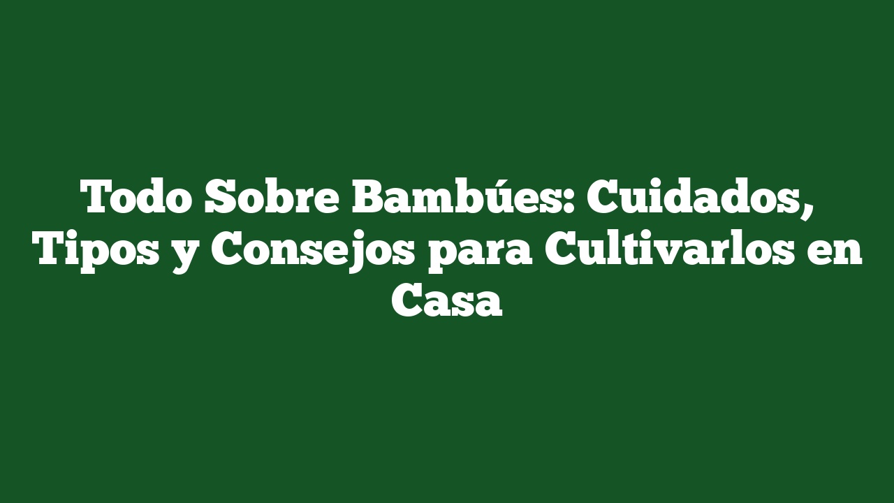 Todo Sobre Bambúes: Cuidados, Tipos y Consejos para Cultivarlos en Casa