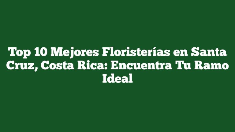 Top 10 Mejores Floristerías en Santa Cruz, Costa Rica: Encuentra Tu Ramo Ideal