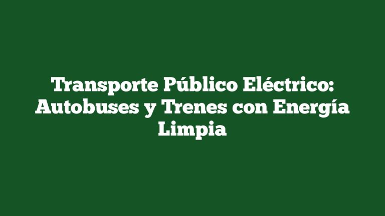 Transporte Público Eléctrico: Autobuses y Trenes con Energía Limpia