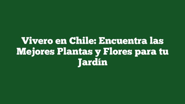 Vivero en Chile: Encuentra las Mejores Plantas y Flores para tu Jardín